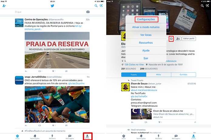 Recibos de mensagens diretas do Twitter para iOS devem ser desativadas nas configurações (Foto: Reprodução/Elson de Souza)