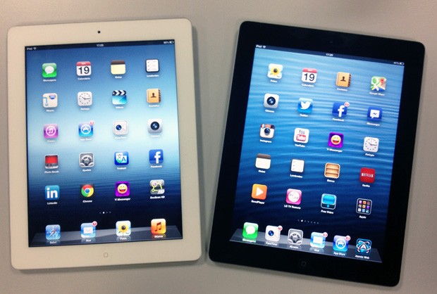 Irmãos gêmos: consegue notar a diferença? O iPad está à direita, ao lado da terceira geração (Foto: Cauê Fabiano/G1)