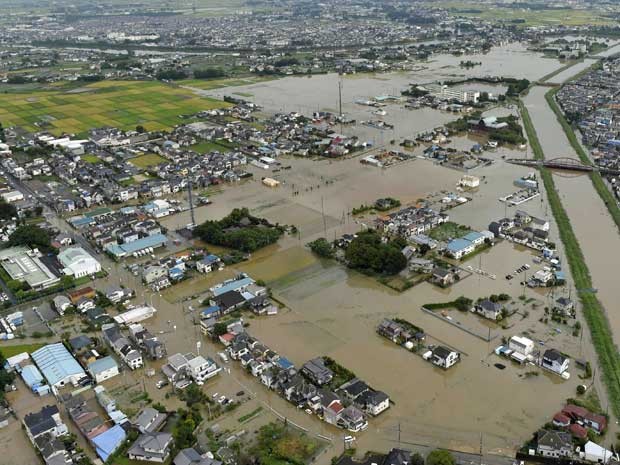 Vista aérea de Koshigaya, em Saitama (Foto: Kyodo News / via AP Photo)