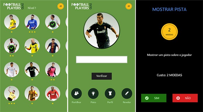 Football Players Quiz é um game onde usuário deve adivinhar o nome de jogadores (Foto: Divulgação/Windows Phone Store)