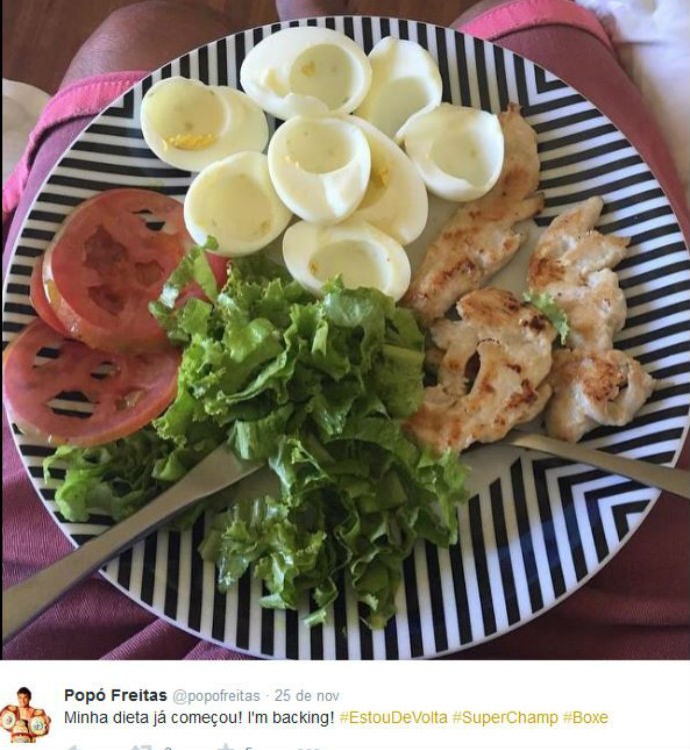 Popó exibe nas redes sociais seu almoço, dizendo que dieta começou (Foto: Reprodução/Instagram)