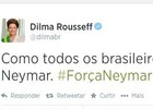 Dilma tuíta apoio a craque: '#ForçaNeymar' (Reprodução / Twitter)