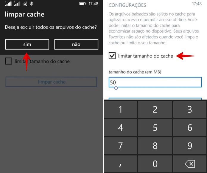 Limitando o tamanho do cache do Dropbox no Windows Phone (Foto: Reprodução/Helito Bijora) 