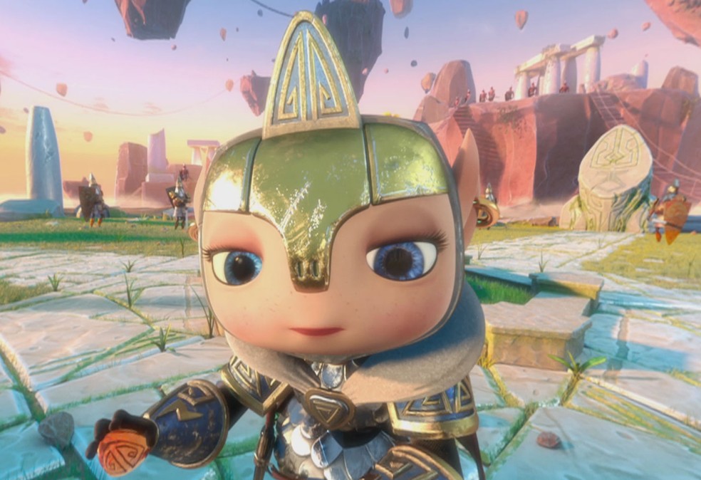 Personagem da animação da realidade virtual se prepara para aplicar 'superpoder' que ajudará a salvar o reino; enredo ajuda criança a se distrair no momento da vacina  (Foto: Divulgação/Hermes Pardini)