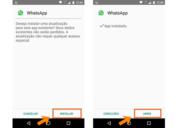 Instale a APK com atualização do WhatsApp (Foto: Reprodução/Barbara Mannara)