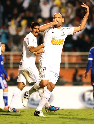 Bruno rodrigo comemora gol, Santos e Universidad (Foto: Marcos Ribolli / Globoesporte.com)