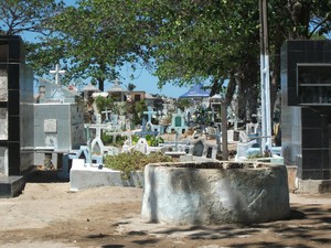 Água dos poços do cemitério São José apresentam indicíos de necrochorume (Foto: Waldson Costa/G1)