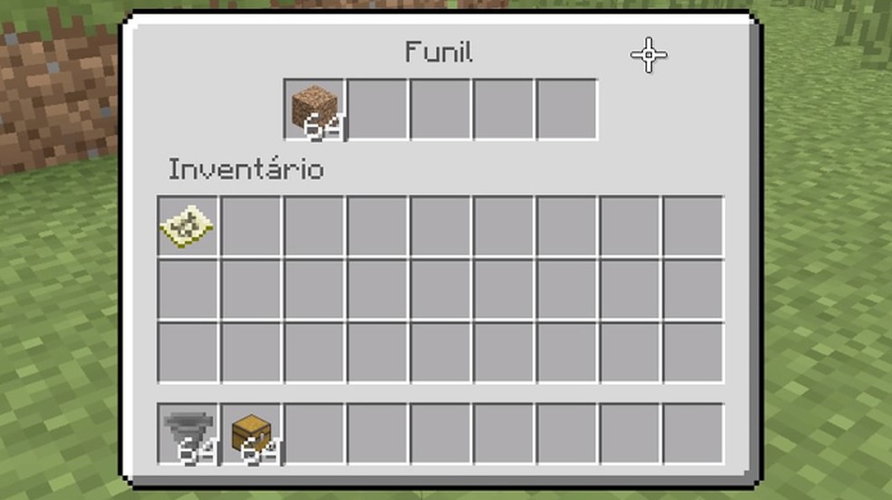Um Funil pode armazenar até 5 slots de itens com 64 peças cada em Minecraft (Foto: Reprodução/Rafael Monteiro)