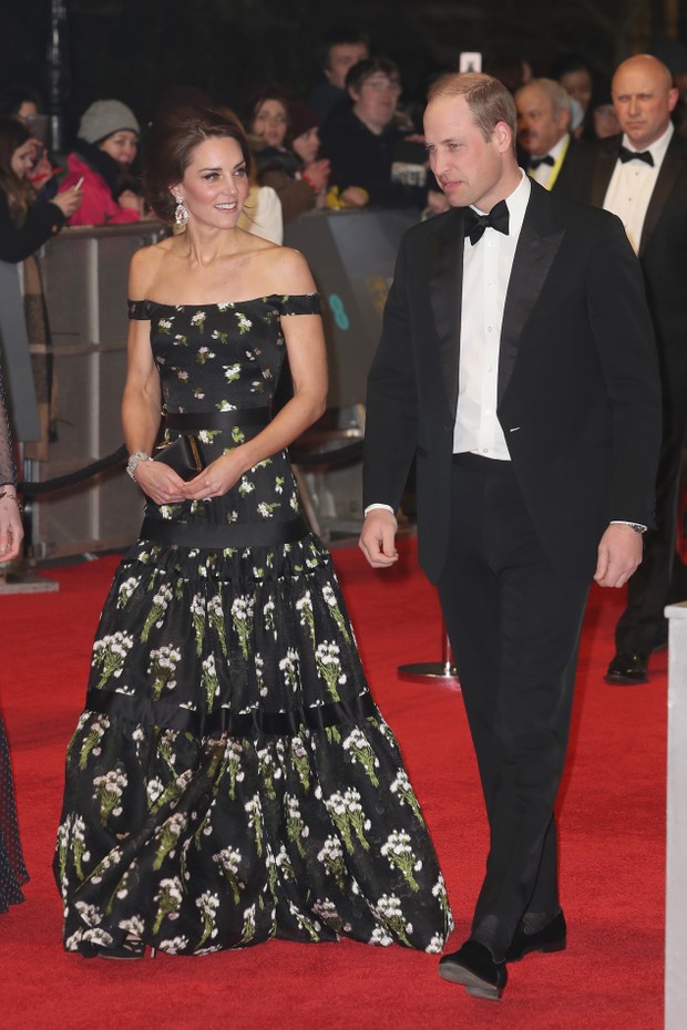 Princesa Kate MIddleton e príncipe William no BAFTA (Foto: Agência Getty Images)