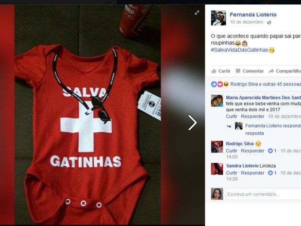 Enxoval do bebê de Fernanda Lioterio já estava sendo preparado pela família (Foto: Facebook/Reprodução)