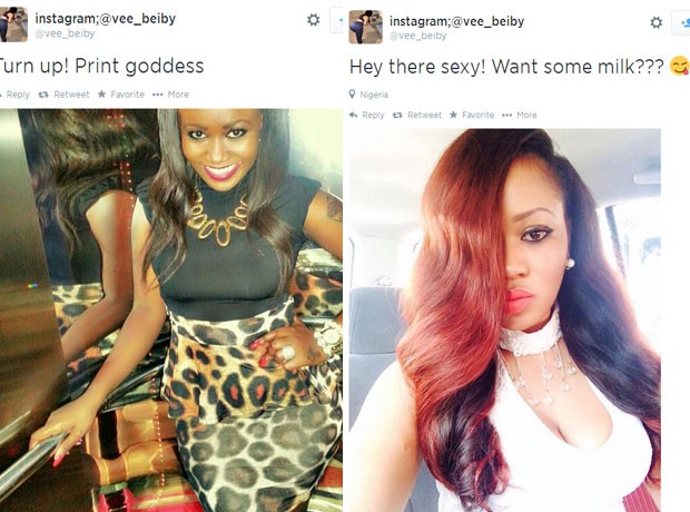 Imagens do Instagram de Vera Sidika mostram ela antes e depois do clareamento (Foto: Reprodução/Instagram @vee_beiby)