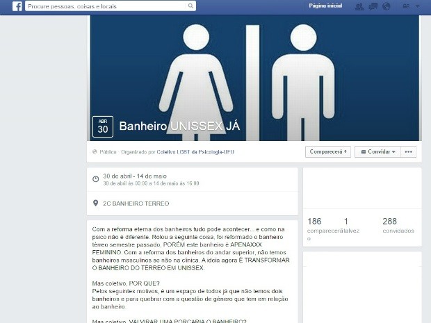 Evento foi criado no facebook por alunos do curso de psicologia da UFU (Foto: Reprodução/Facebook)