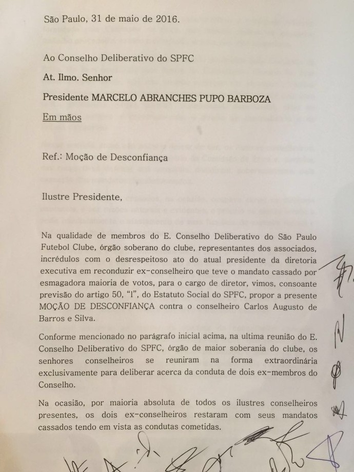 Moção de desconfiança contra o presidente Leco, do São Paulo (Foto: Reprodução)