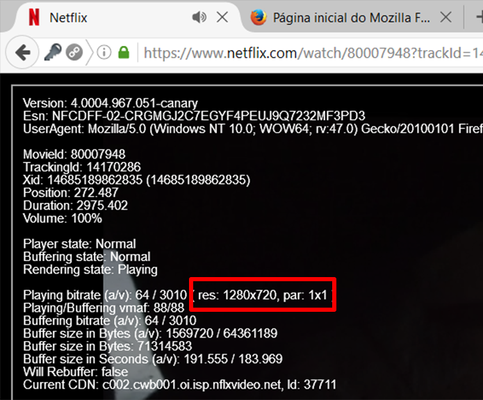 Resolução HD (720p) também é o limite do Firefox (Foto: Reprodução/Filipe Garrett)