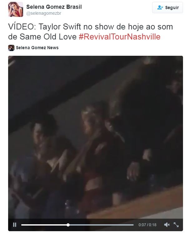 Taylor Swift e Tom Hiddleston dançam juntos em show (Foto: Reprodução/Twitter)