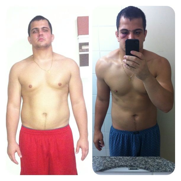 Antes e depois do lutador Bruno Silva (Foto: Divulgação/Arquivo Pessoal)