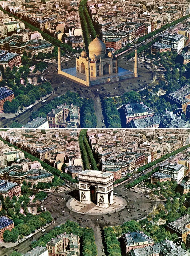 O Taj Mahal no lugar do Arco do Triunfo, mais uma imagem do concurso (Foto: Designcrowd.com/Divulgação) O Taj Mahal no lugar do Arco do Triunfo, mais uma imagem do concurso (Foto: Designcrowd.com/Divulgação)