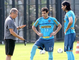 Oswaldo de Oliveira com Herrera e Loco Abreu no treino do Botafogo (Foto: Ivo Gonzalez / Agencia O Globo)