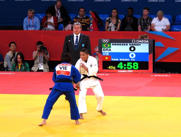 Sarah Menezes na luta de judô em Londres Olimpíadas (Foto: Gabriele Lomba / Globoesporte.com) Sarah Menezes na luta de judô em Londres Olimpíadas (Foto: Gabriele Lomba / Globoesporte.com)