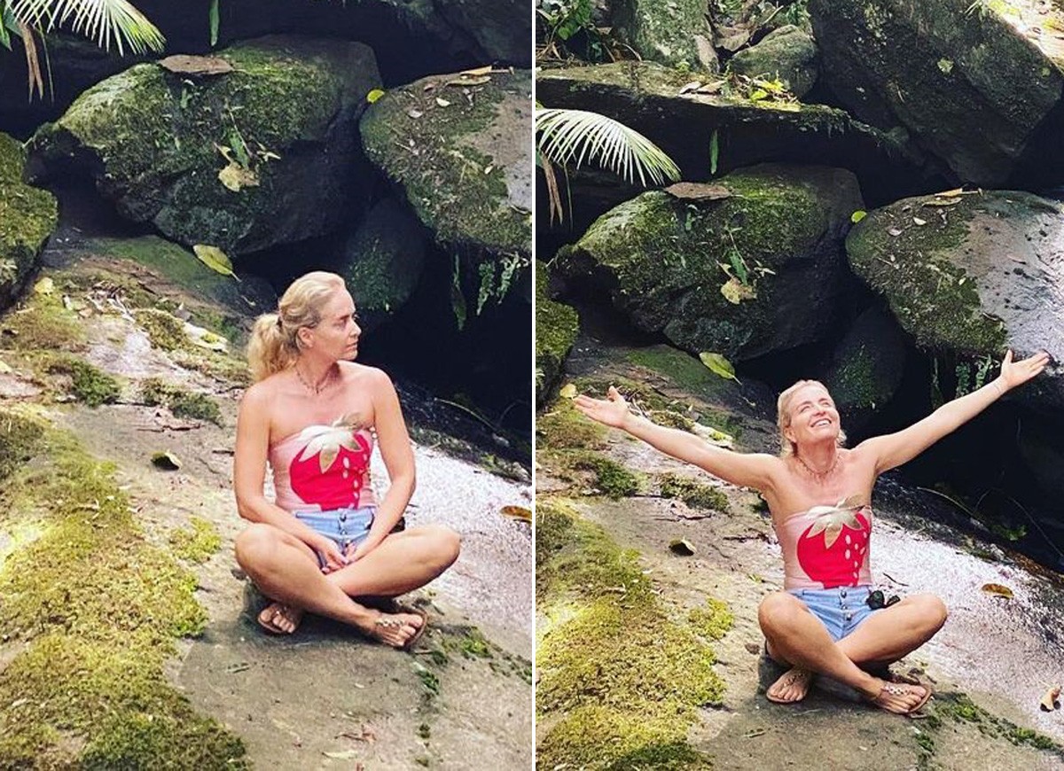 Angélica medita em cachoeira (Foto: Reprodução/Instagram) Angélica medita em cachoeira (Foto: Reprodução/Instagram)