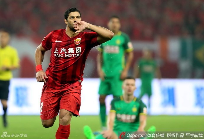 Hulk comemora gol, Shanghai SIPG x Beijing Guoan (Foto: Reprodução / sina.com)