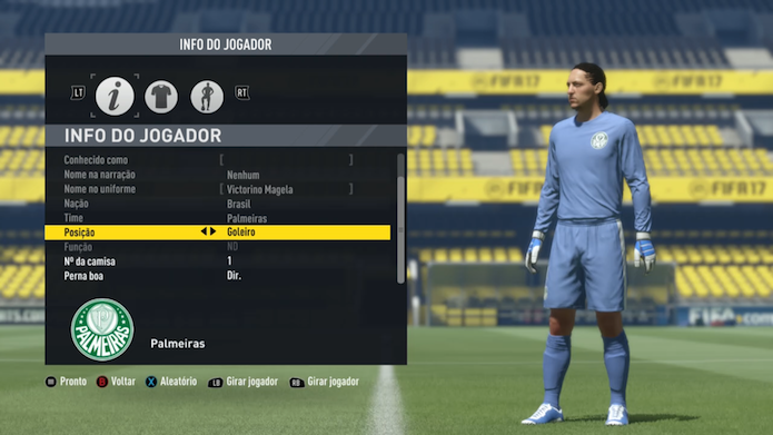 Modo de edição mostra jogadores genéricos de Fifa 17 (Foto: Reprodução/Murilo Molina)