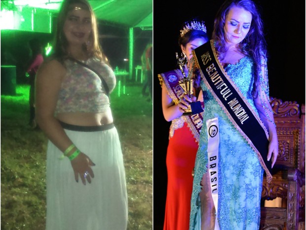 Anna Stefanello, de 28 anos, recebeu o título de Miss Beleza Mundial (Foto: Montagem sobre fotos/Wellington Costa)
