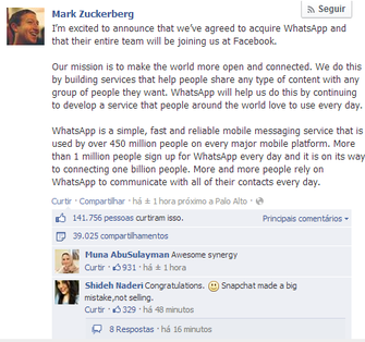 Post de Mark Zuckerberg foi muito curtido (Foto: Reprodução/Facebook) Post de Mark Zuckerberg foi muito curtido (Foto: Reprodução/Facebook)