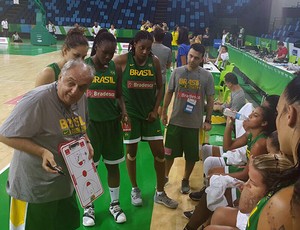 Técnico Antônio Carlos Barbosa dá orientação á equipe do Brasil (Foto: Divulgação/CBB)