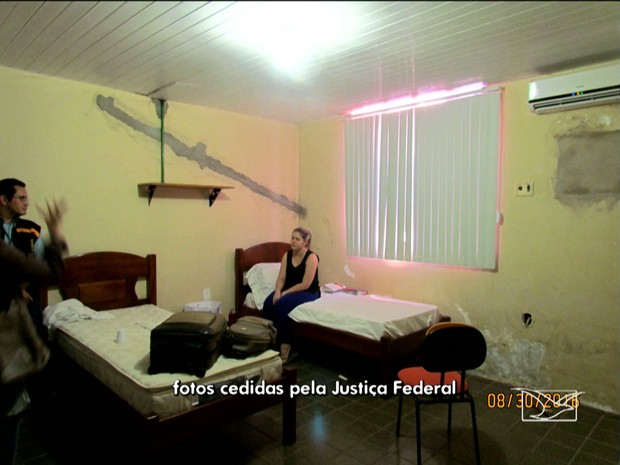 Ex-prefeita Lidiane Leite em alojamento no Corpo de Bombeiros (Foto: Justiça Federal)