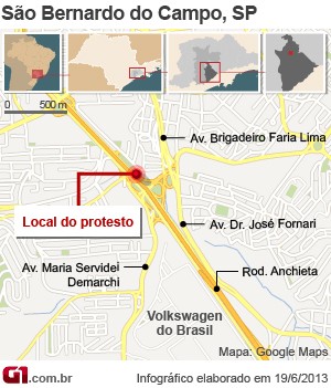 Mapa São Bernardo Anchieta 19/06 - Vale este (Foto: Arte/G1)