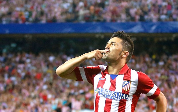 David Villa comemora gol do Atlético de Madrid contra o Barcelona (Foto: Agência Reuters)