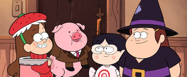 Mabel fantasia até o porco para pedir doces (Foto: Divulgação/Reprodução)