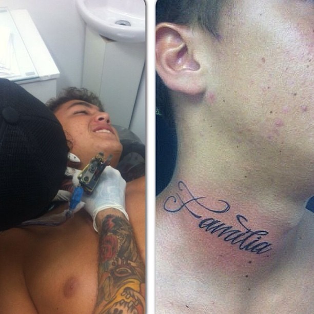 Romarinho tatua ''família'' no pescoço (Foto: reprodução/Instagram)