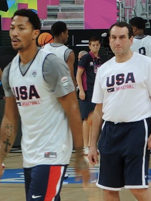 Derrick Rose Mike Krzyzewski treino dos USA basquete (Foto: Cassio Barco)