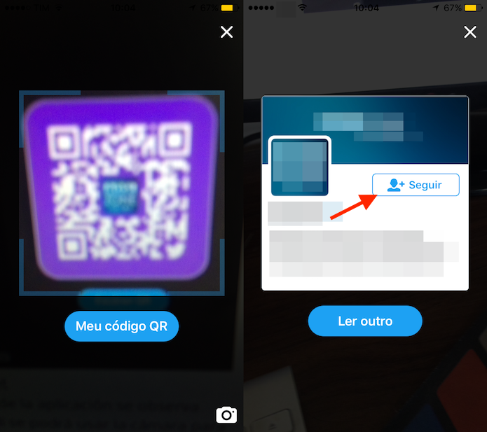 Opção para seguir um perfil utilizando o leitor de códigos QR do aplicativo Twitter(Foto: Reprodução/Marvin Costa)