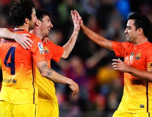 Messi fabregas xavi barcelona gol mallorca (Foto: Agência Reuters)