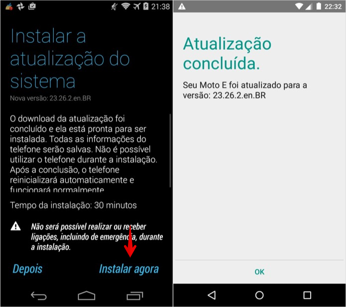 Instalando atualização do Android (Foto: Reprodução/Helito Bijora)