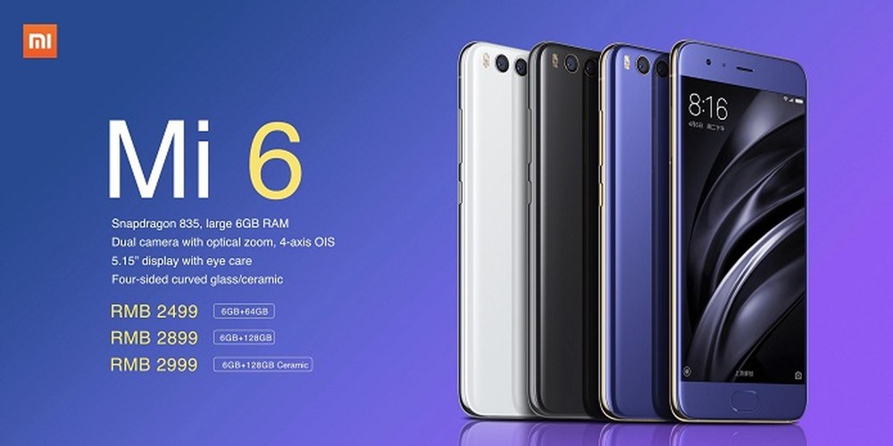 Xiaomi Mi 6 tem preço equivalente a R$ 1.120 (Foto: Divulgação/Xiaomi)