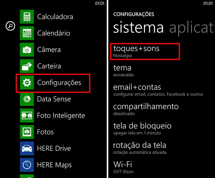 Windows Phone pode ter toque de chamadas alterados no menu de configurações do sistema (Foto: Reprodução/Elson de Souza)
