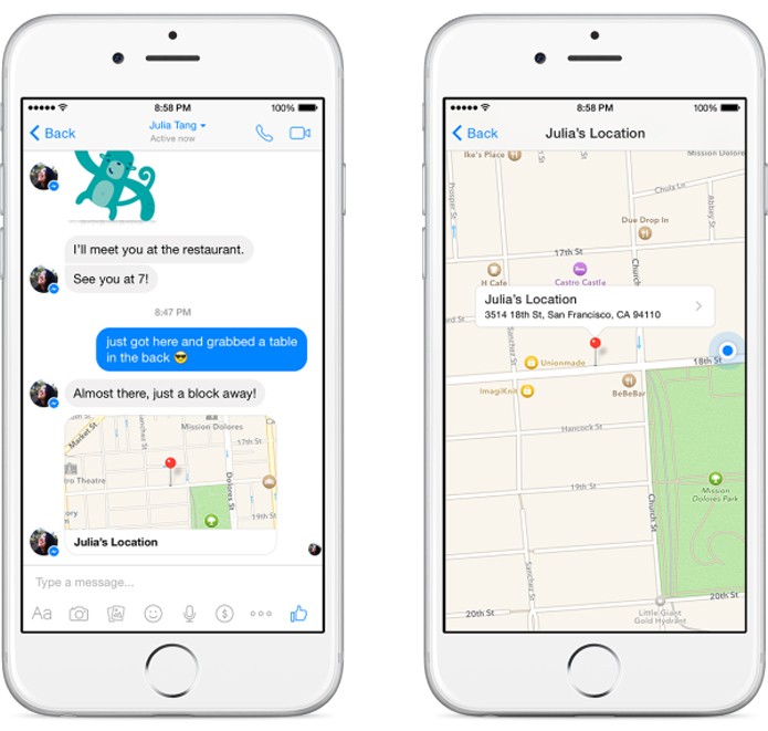 Com a novidade, os usuários do Facebook Messenger podem informar facilmente sua localização (Foto: Divulgação) Com a novidade, os usuários do Facebook Messenger podem informar facilmente sua localização (Foto: Divulgação)
