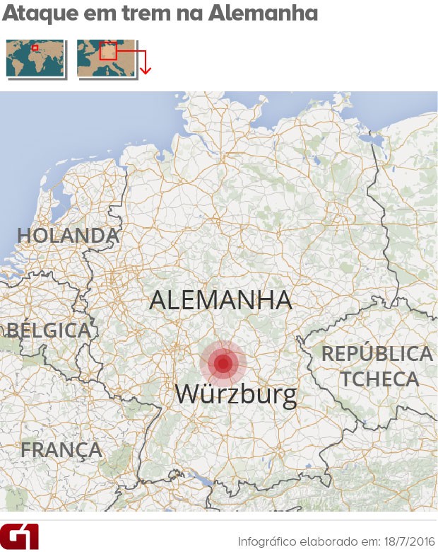 CORRIGIDO: Mapa ataque em trem na alemanha (Foto: ArteG1)