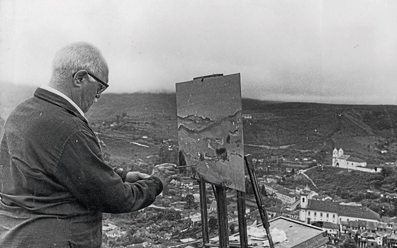 O pintor Alberto Guignard em Ouro Preto (MG),EM 1962,ano de sua morte (Foto:   Luiz Alfredo/Arquivo O Cruzeiro/EM/D.A Press)