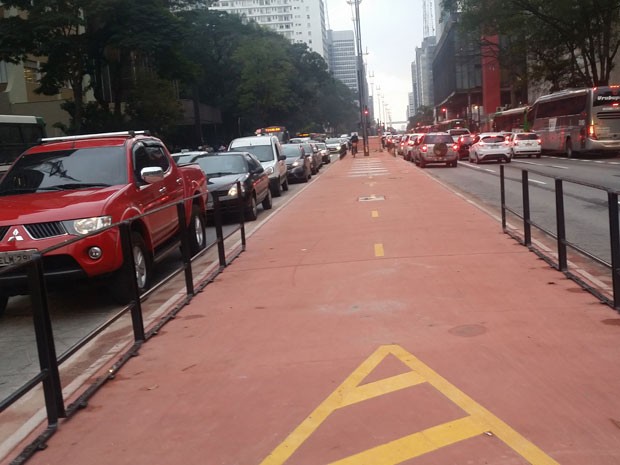 Ciclovia da Avenida paulista no snetido Consolação (Foto: Tatiana Santiago/G1)