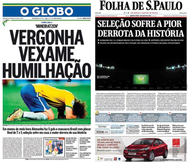 Capas O Globo e Folha de S. Paulo (Foto: Reprodução) Capas O Globo e Folha de S. Paulo (Foto: Reprodução)