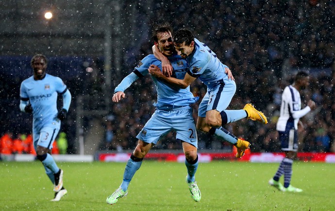 West Bromwich x Manchester City - David Silva comemora gol (Foto: Getty)