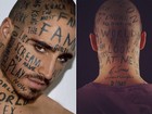 Com tatuagens de palavras no rosto, modelo Vin Los busca fama mundial