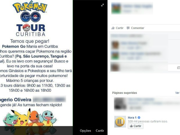 Designer criou um tour para capturar pokémons por Curitiba (Foto: Reprodução Facebook)