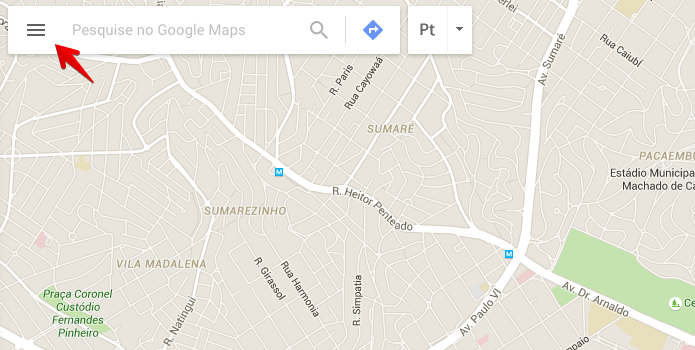 Acesse o menu do Google Maps (Foto: Reprodução/Helito Bijora)