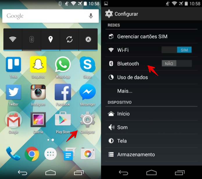 Acesse as configurações de bluetooth no Android (Foto: Reprodução/Helito Bijora) 